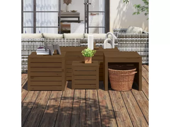 Prolenta Premium - Ensemble de boîtes de jardin 4 pcs marron miel bois pin massif