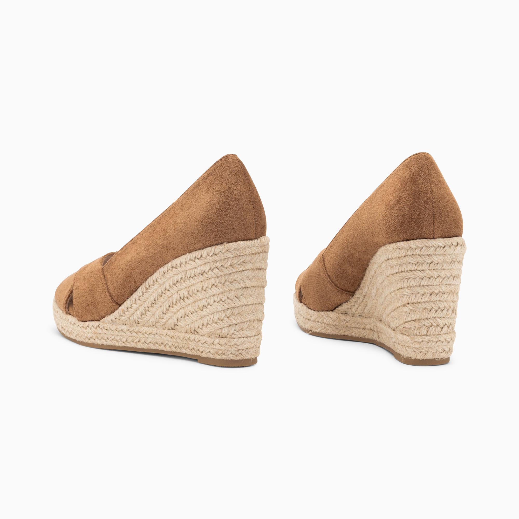 Sandales à talon, Compensées-Sandales compensées peep-toe Léonie noisette