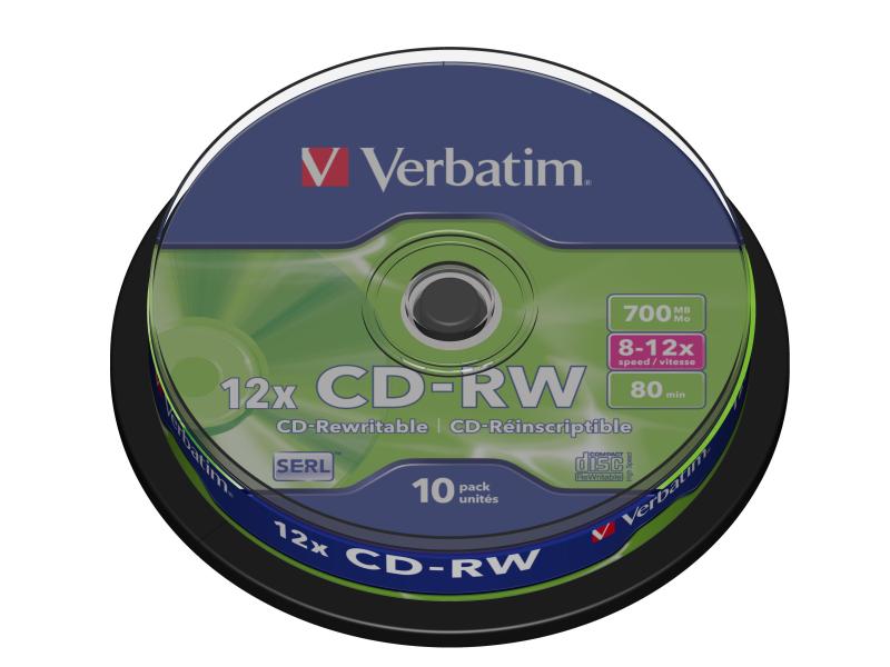 Verbatim CD-RW 0.7 GB, Spindel (10 Stück) CD-RW-Rohlinge, 10er Spindel