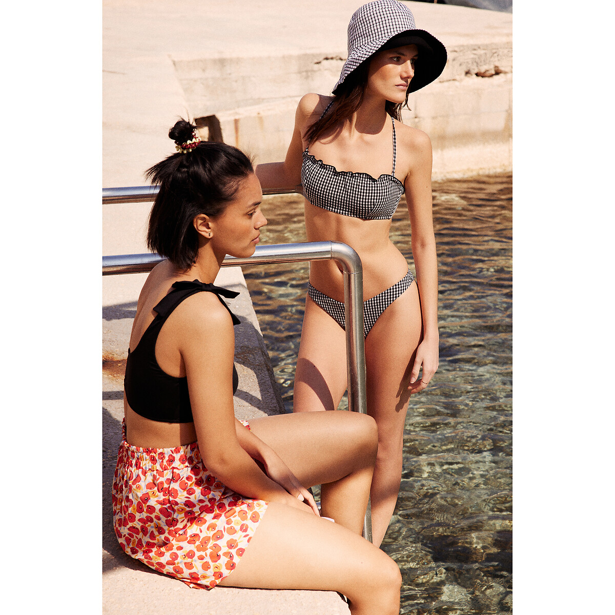COLEÇÕES LA REDOUTE<br>Biquíni de algodão vichy com textura seersucker