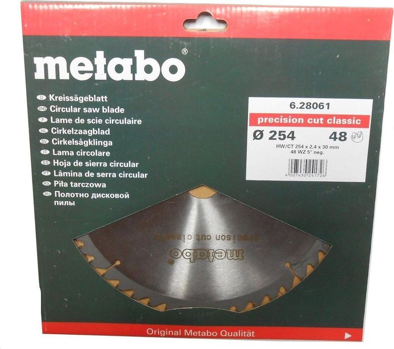Metabo 628061000 Precision Cut Cirkelzaagblad - 254 X 30 X 48T - Hout