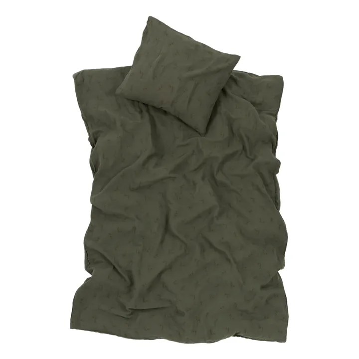 Nobodinoz Parure de lit Wabi-Sabi Flore | Vert kaki
