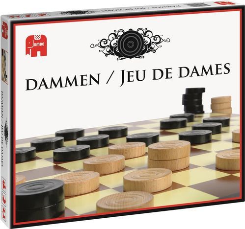 Jumbo - Dammen - Bordspel - Kartonnen Dambord - 40 Houten Schijven