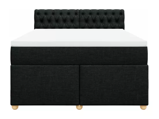 Sommier à lattes de lit avec matelas Noir 160x200 cm Tissu