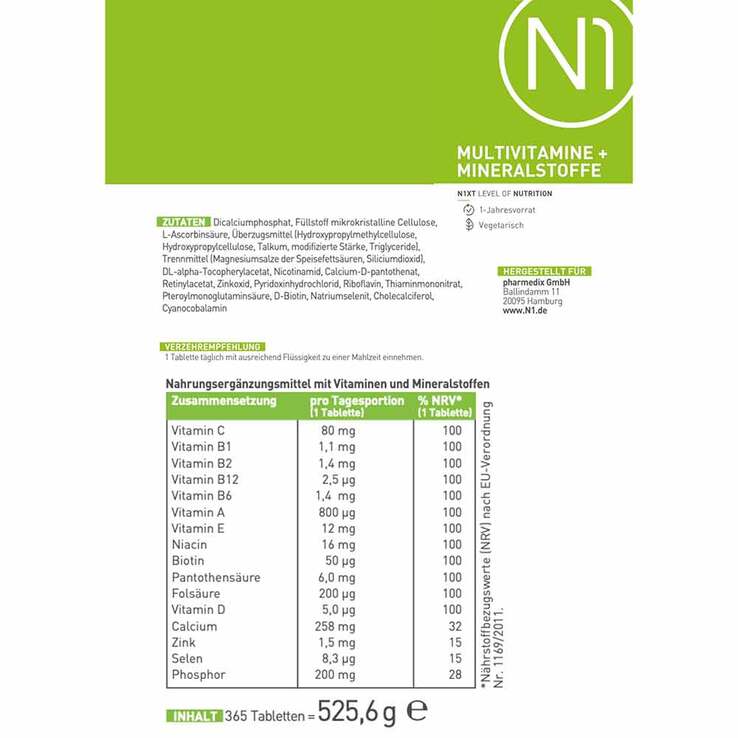 N1 Multivitamine + Mineralstoffe Tabletten, 365 St