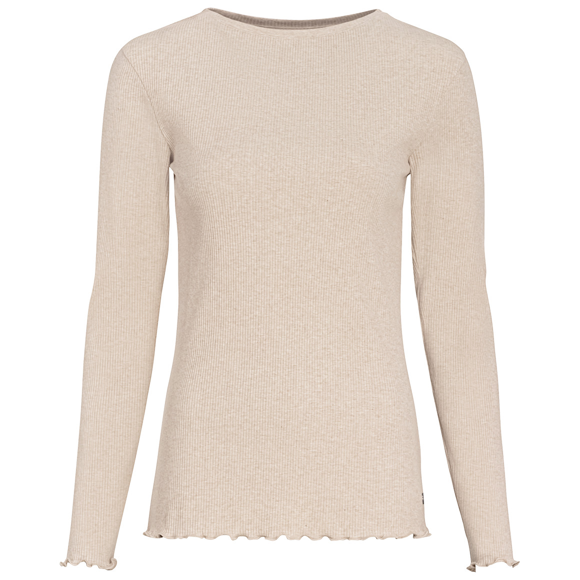 Gina Damen Langarmshirt in gerippter Struktur beige