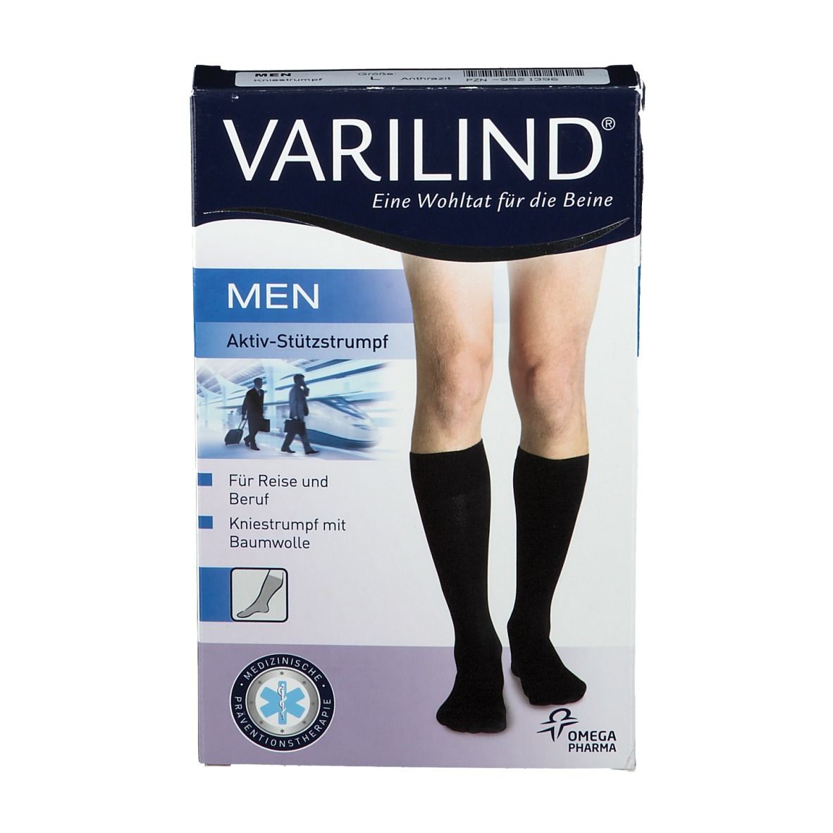 VARILIND® Men Kniestrümpfe 180 DEN anthrazit Gr. L (42,5-45)