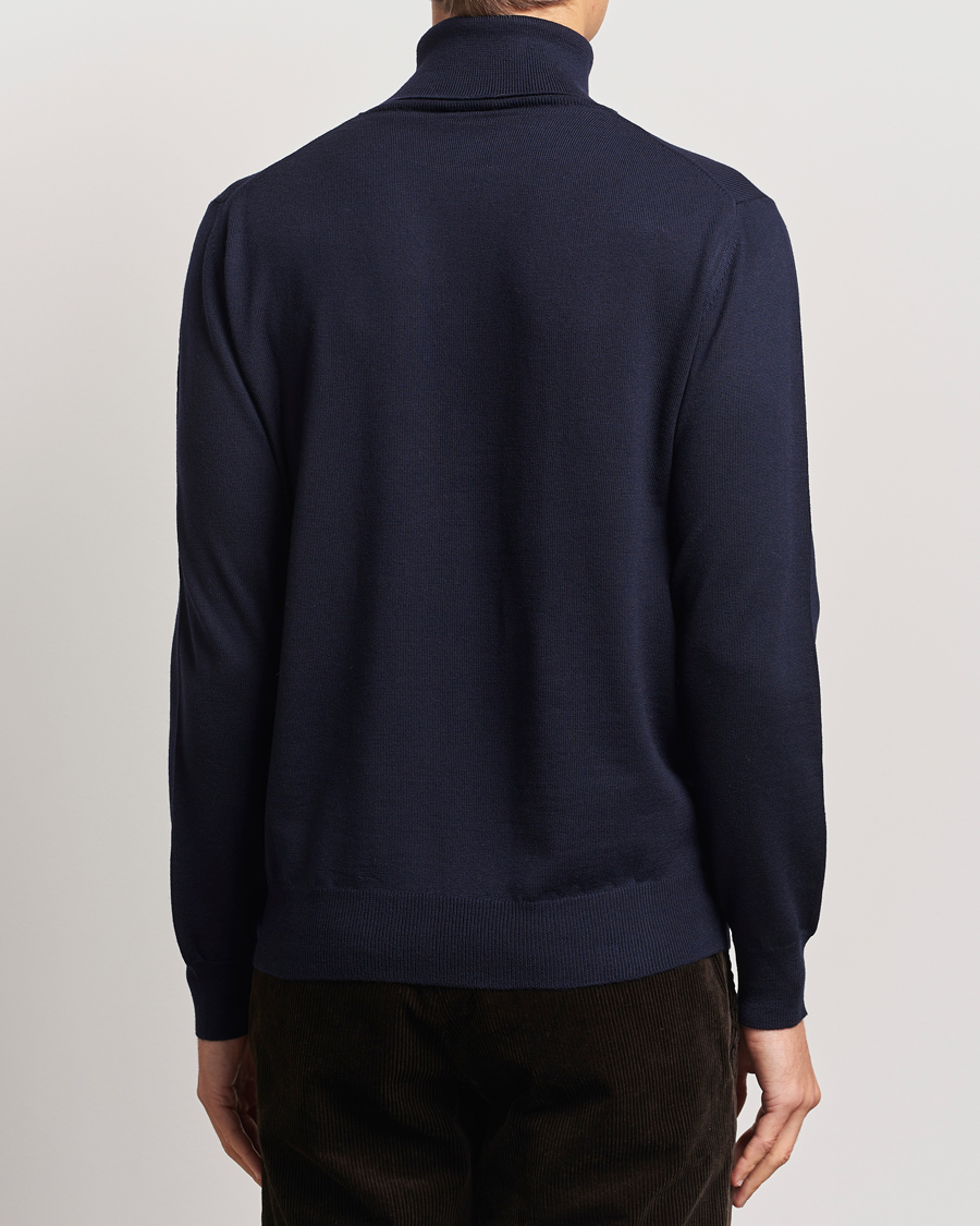 Morgano Extra Fine Merino Wool Rollneck Navy