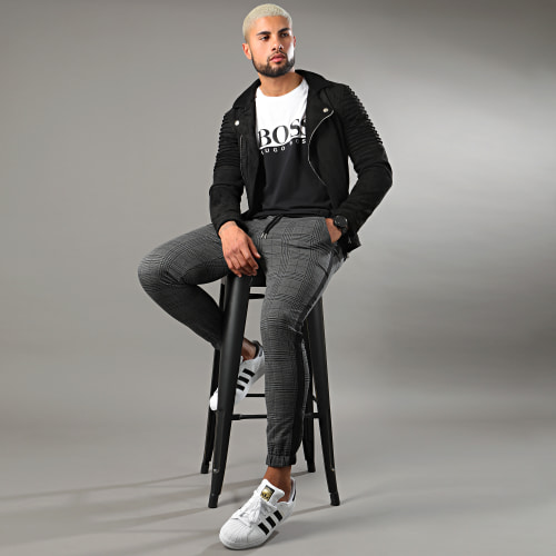 Veste Biker Slim Fit Suédine G7652 Noir