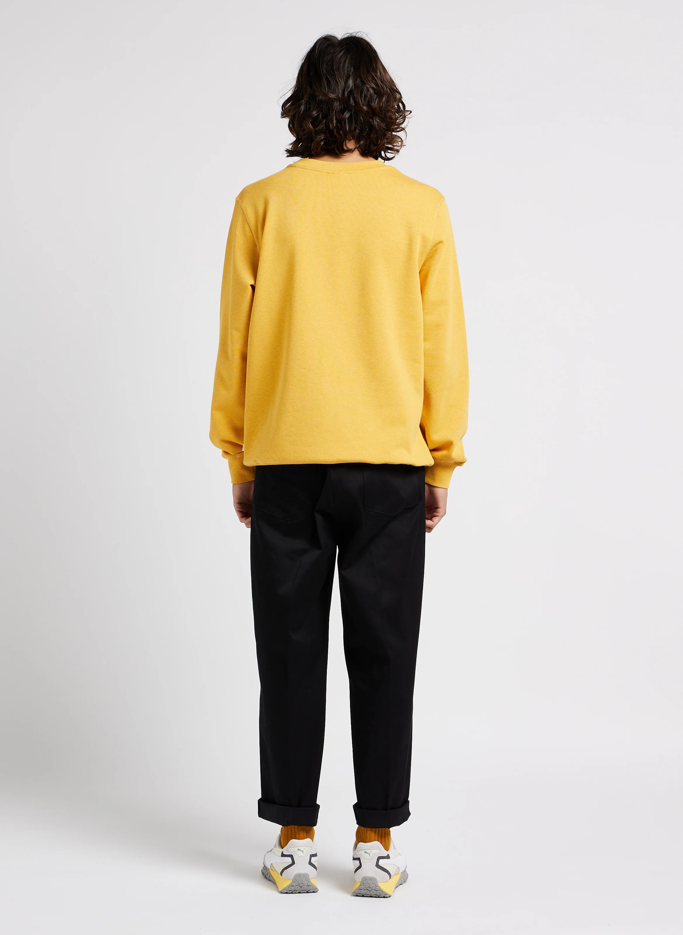 REBORN - Pull col rond en coton mélangé| Jaune