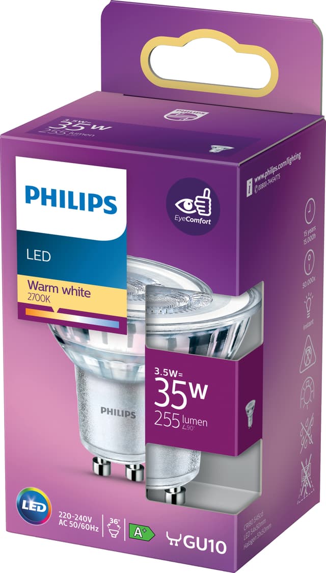 Philips LED-spotlys 3.5W GU10