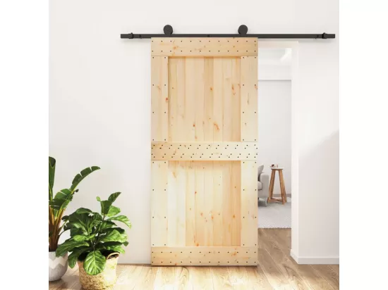 Porte coulissante et kit de quincaillerie 100x210 cm pin massif
