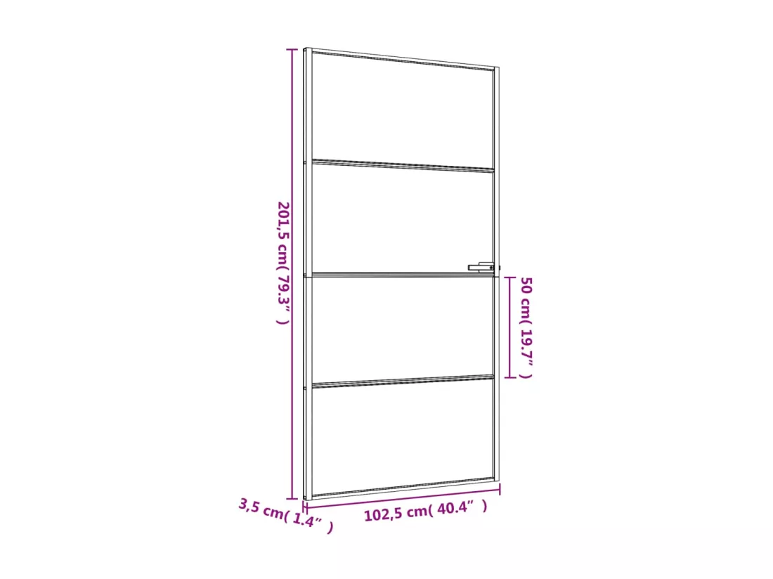 Porte intérieure mince noir verre trempé aluminium