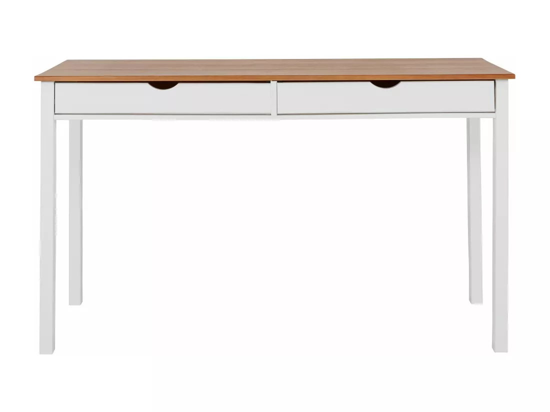 Gava | Bureau 2 tiroirs en pin blanc et nature