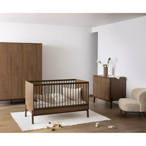 Chambre TRIO Lit 70x140 + Commode + Armoire ASHI Châtaignier - QUAX