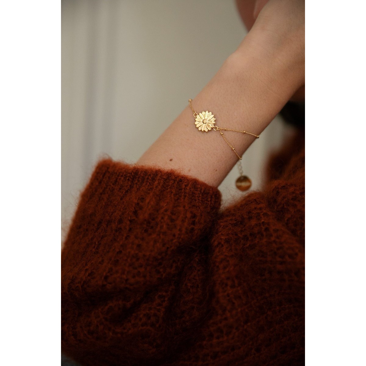 bracelet fleur doré à l'or fin - MAÏA