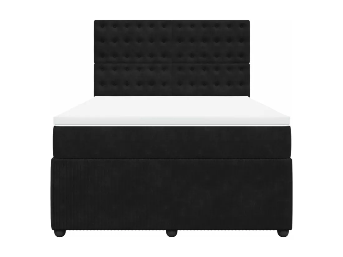 Sommier à lattes de lit avec matelas Noir 140x190 cm Velours