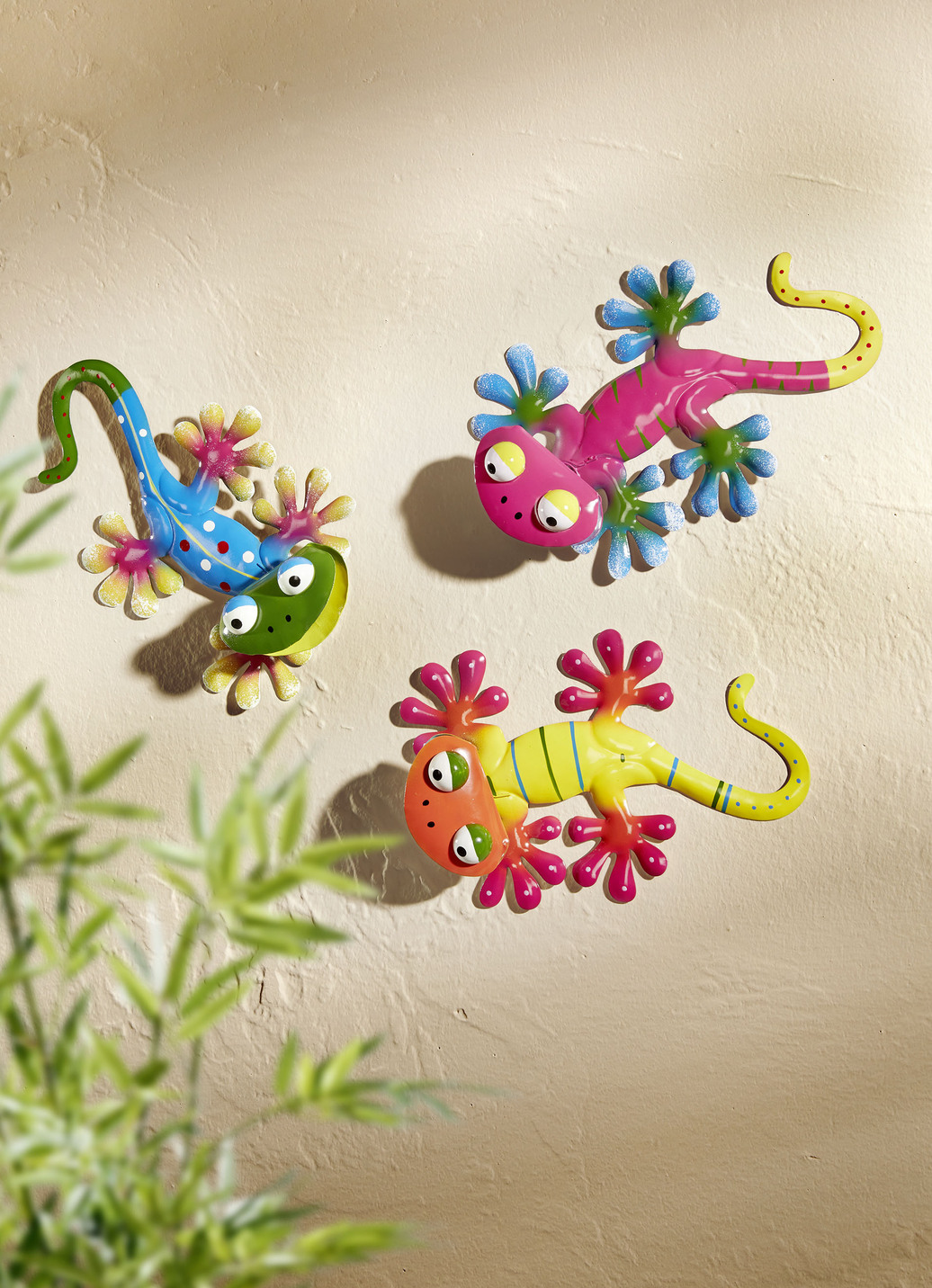 Wanddeko Gecko aus Metall, 3er-Set