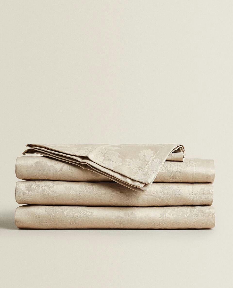 TOALHA DE MESA FLORAL JACQUARD