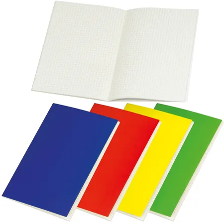 Macma Notizbuch / Notizheft DIN A5, 100 karierte Seiten, 5 Stück, je1x blau,rot,gelb,grün