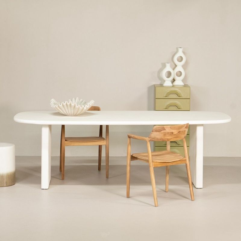 Giga Meubel - Eettafel Gin - Beige - Deens Ovaal 200cm - Beton/MDF