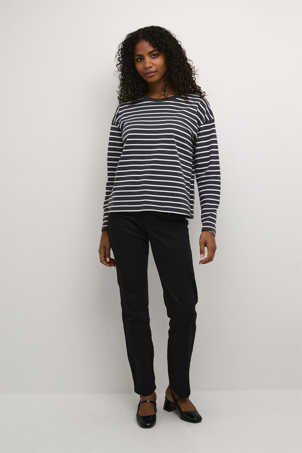 Kaffe KAwinny LS T-Shirt Black oyster/ant. white stripe