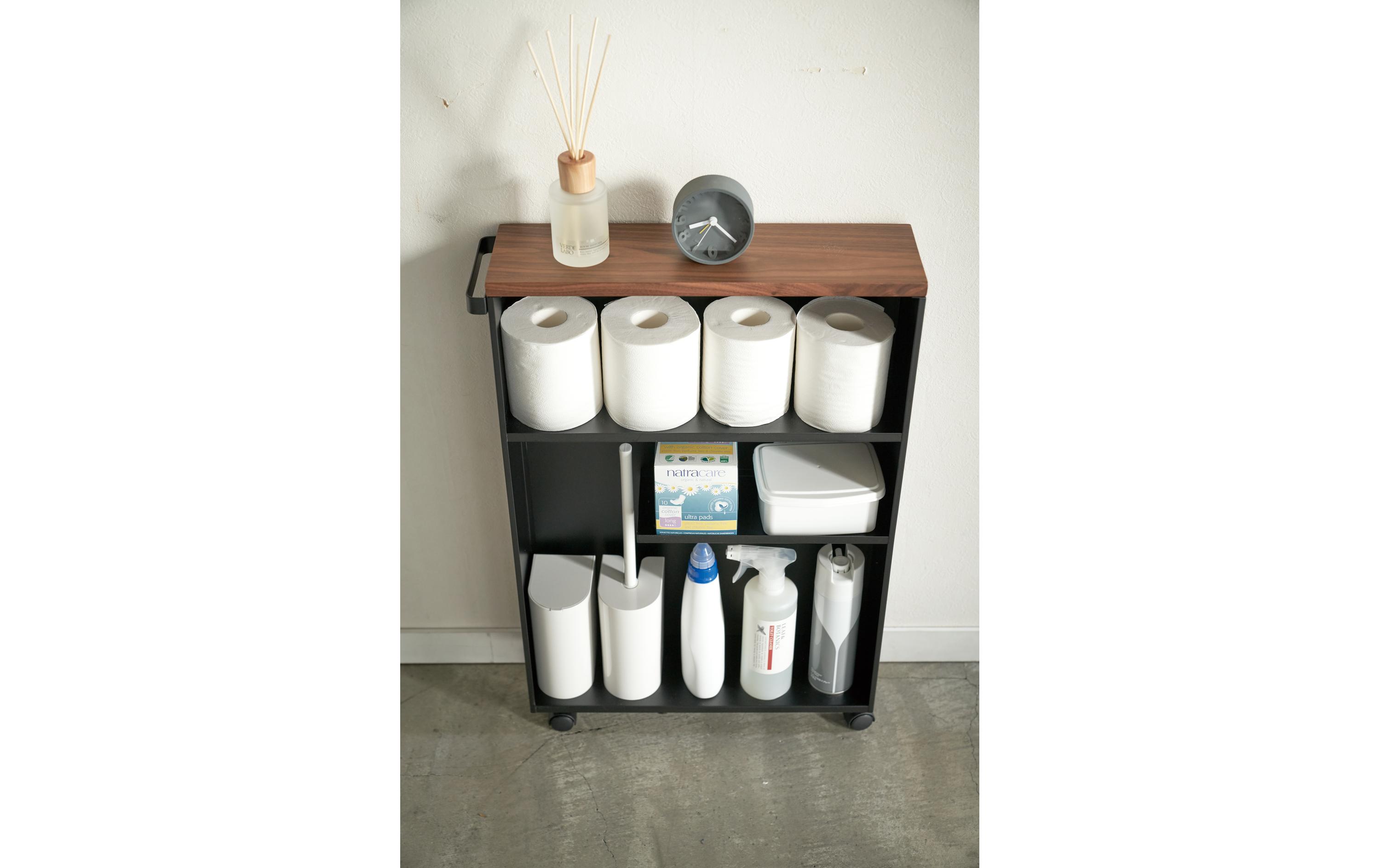 Badezimmerregal Tower 68 cm, Schwarz<br>Aufbewahrungswagen auf Rädern