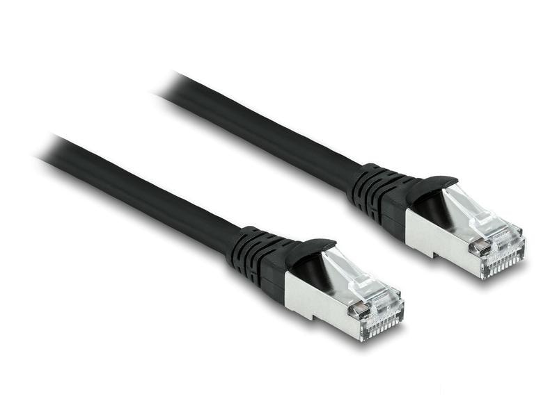 Delock Patchkabel Outdoor Cat 6A, S/FTP, 0.5 m, Schwarz Delock RJ45 Netzwerkkabel Cat.6A S/FTP PUR Outdoor 0.5 m schwarz