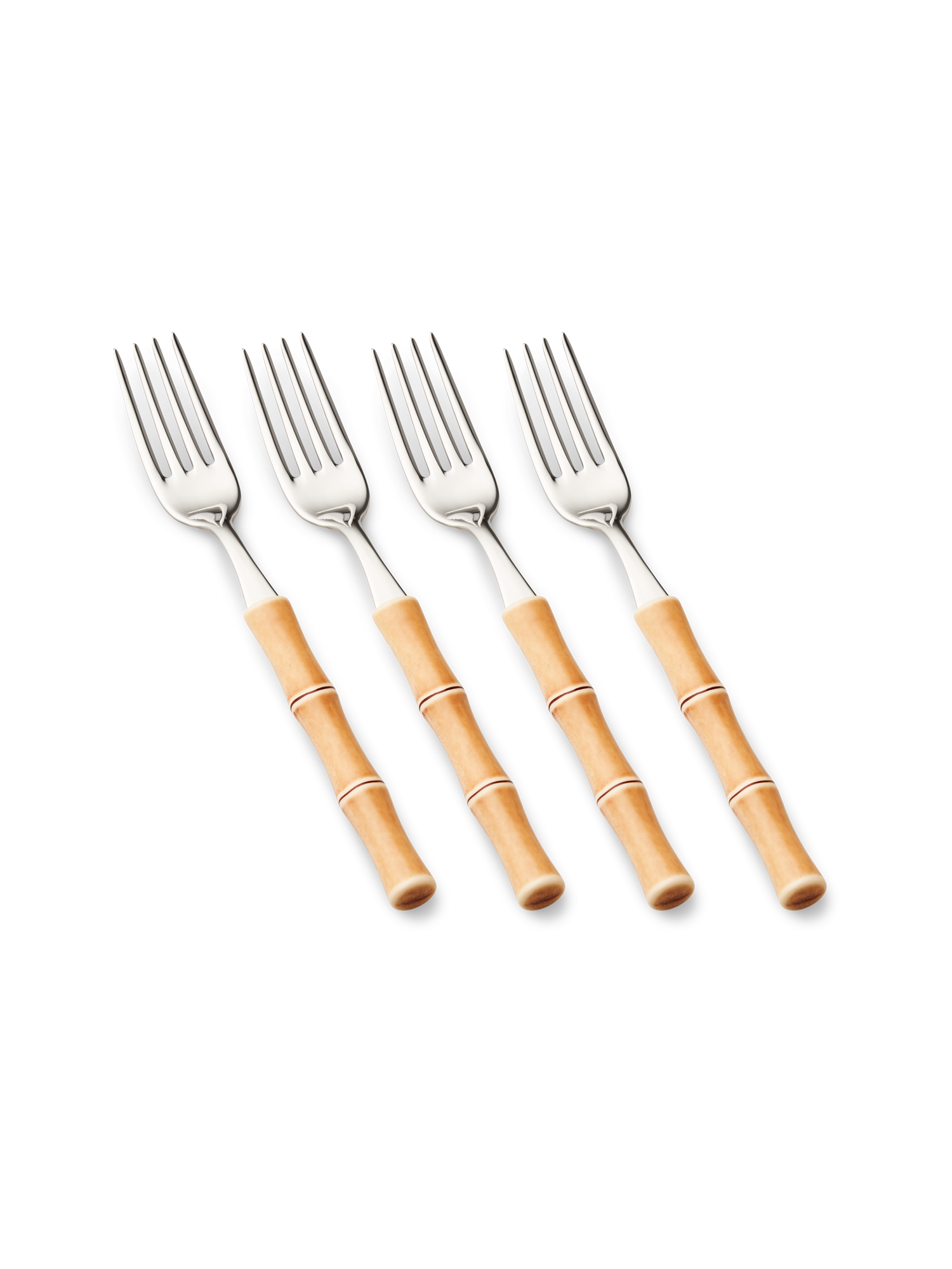 Gaffel Bamboo | Rustfrit stål/nylon. 20,5 cm. 4 stk. | Nature | NEVA Posateria Creativa