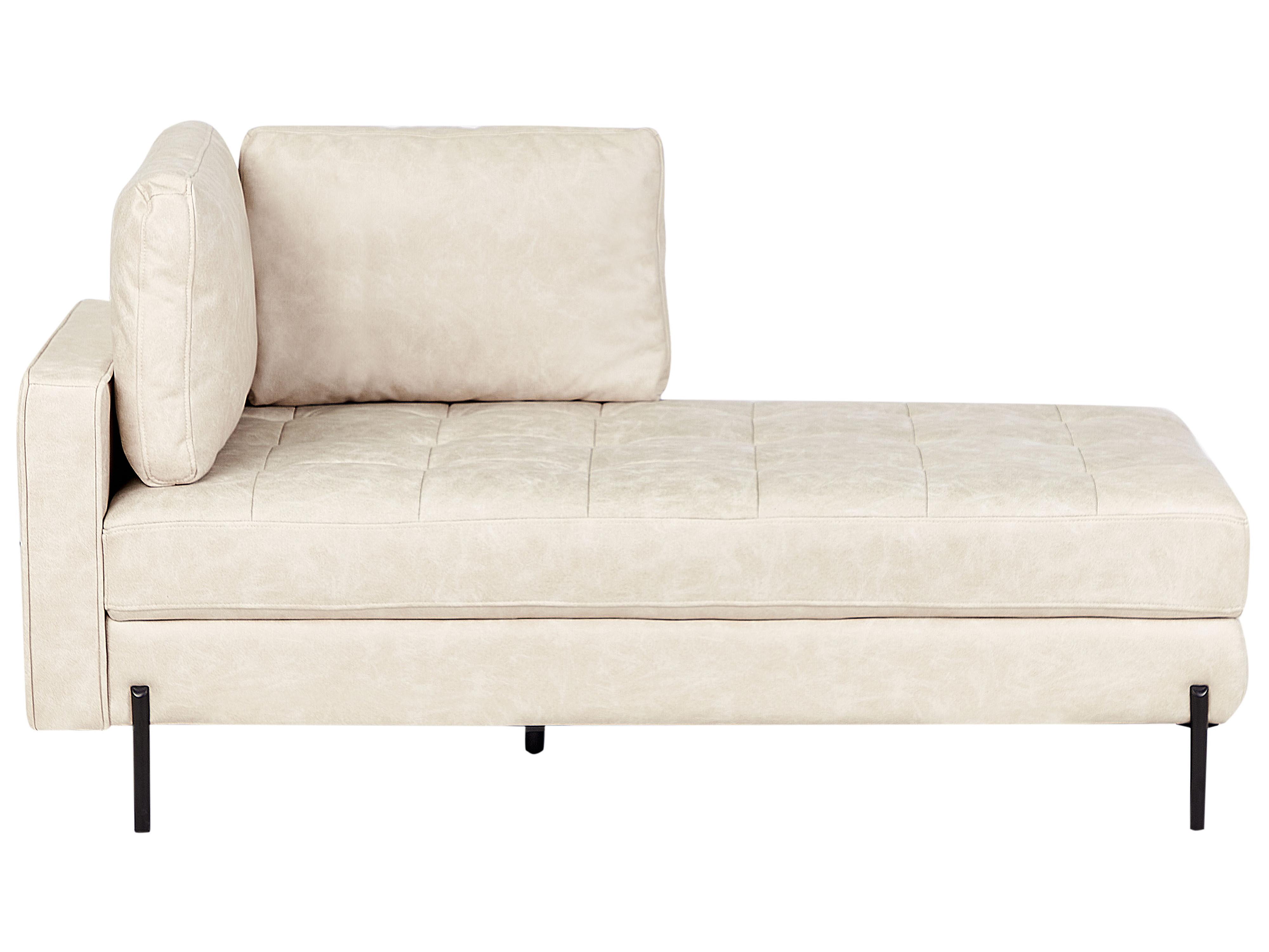 Linkszijdige chaise longue REBAIS Kunstleer Lichtbeige
