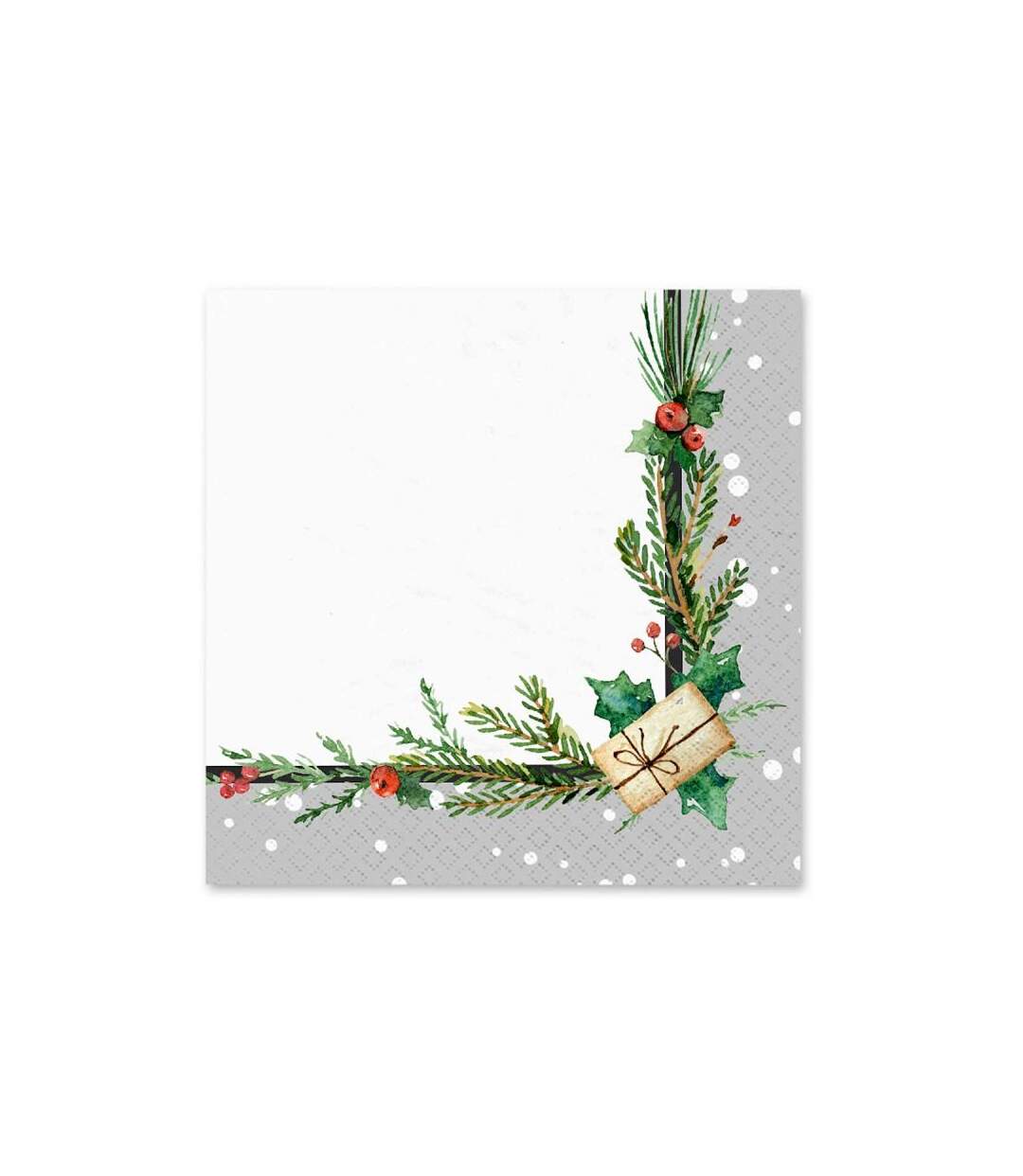 Paris Prix - Lot De 20 Serviettes à Papier branche Sapin 33x33cm Blanc