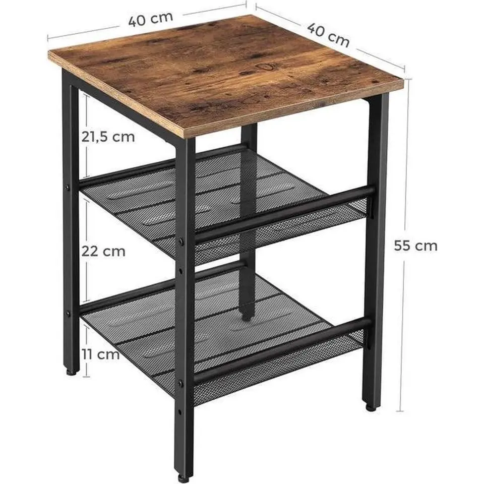 Dok Home - Bijzettafel - Hout&Metaal - 40x40cm - Bruin