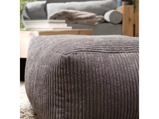 ALBANE - Pouf carré 57x57cm tissu velours côtelé gris anthracite