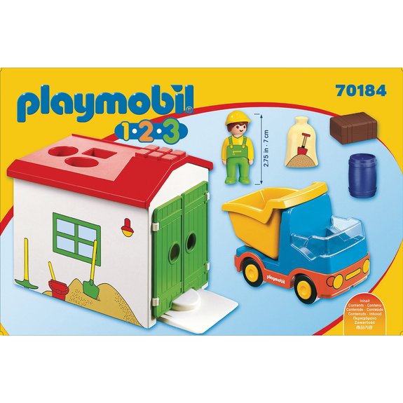 Ouvrier avec camion et garage Playmobil 1.2.3 70184