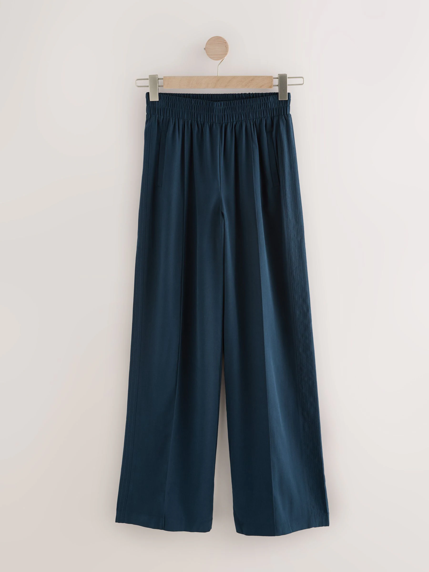 Marineblauw - Side Stitch Wide Leg Trousers