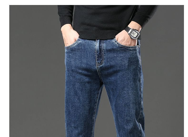 Nataro - Middelhoge fleecegevoerde gewassen rechte jeans