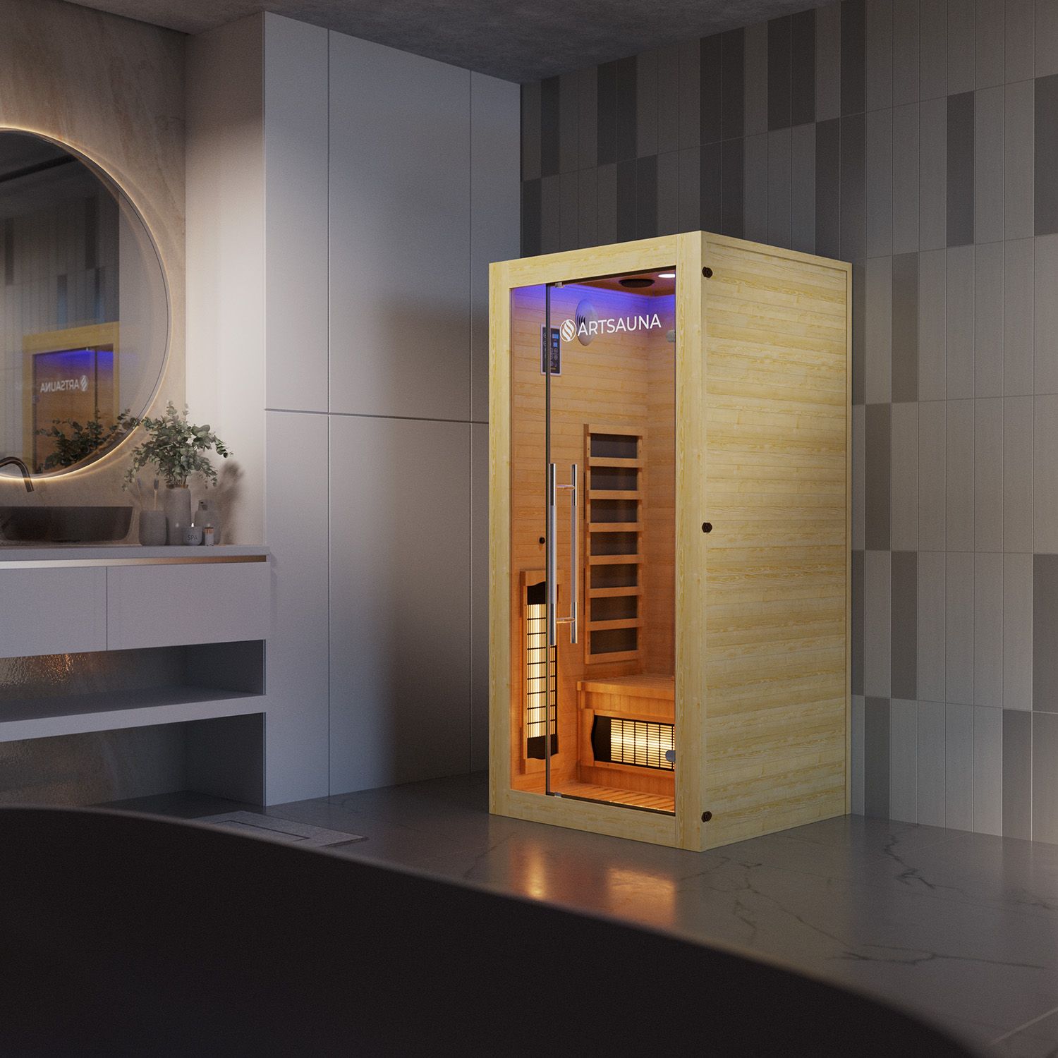Artsauna Infrarotkabine Kiruna90 Premium Dual Technologie - Vollspektrumstrahler & Flächenstrahler