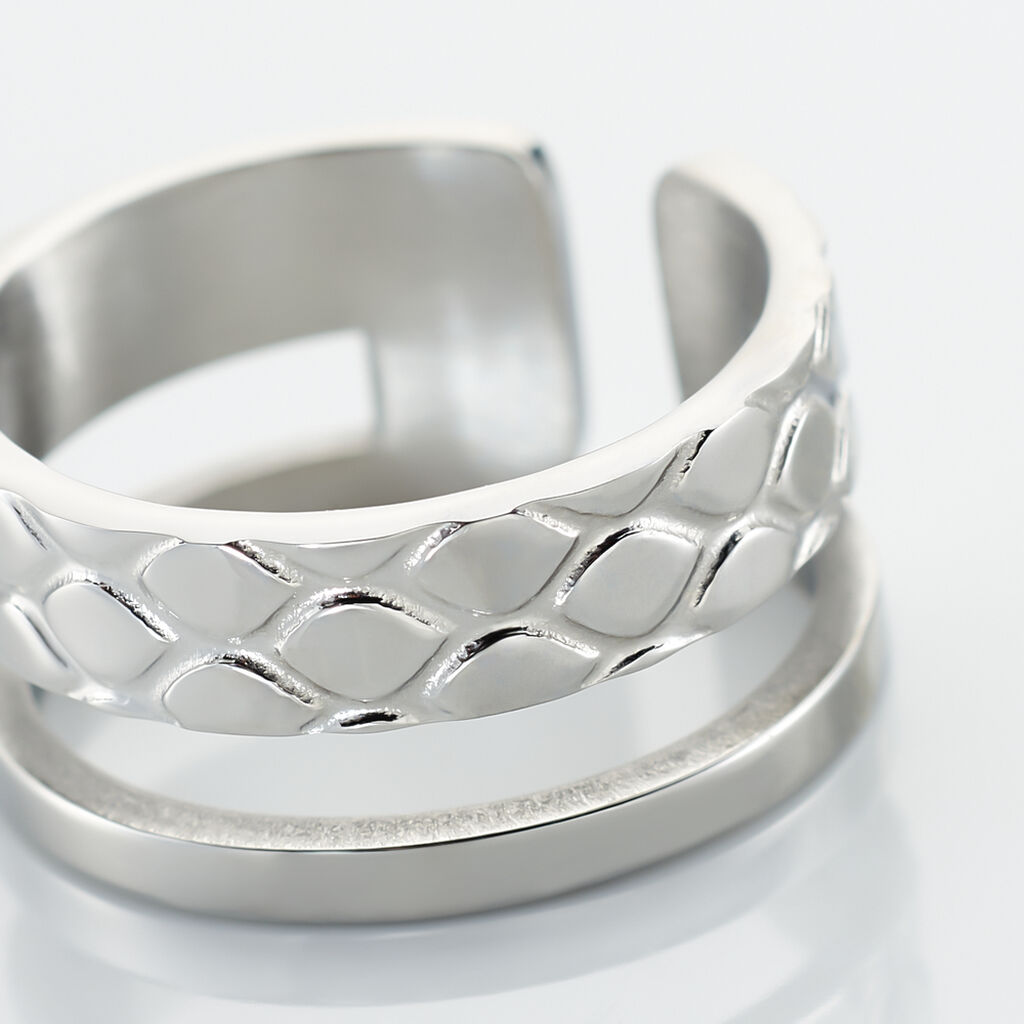 Bague Ajustable Abram Acier Blanc