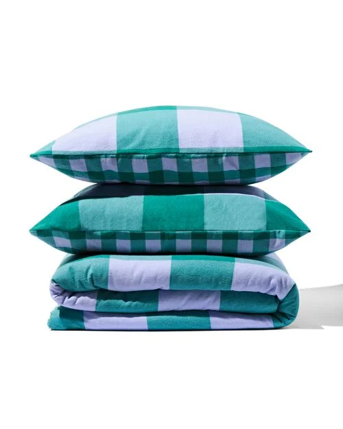 housse de couette flanelle 240 x 200/220 carreaux vert