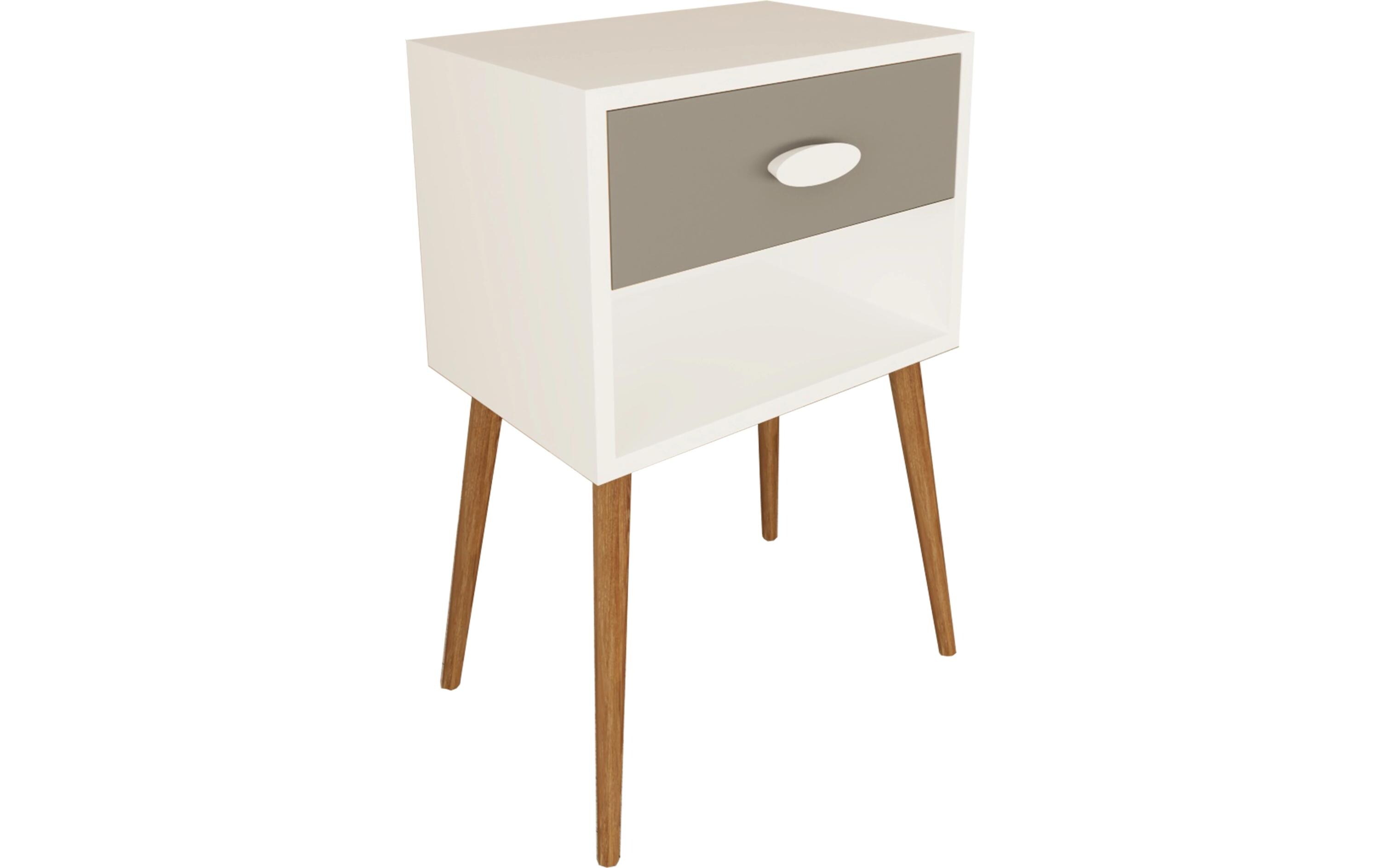 Nachttisch Singol XL 45 x 70 cm, Weiss/AnthrazitNachtschrank im Retro-Design
