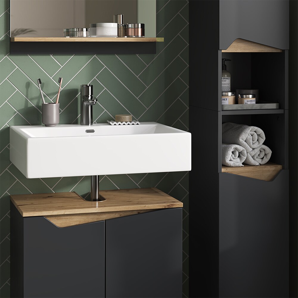 Vicco Badmöbel-Set Marelle Anthrazit Eiche 3 Teile Hochschrank