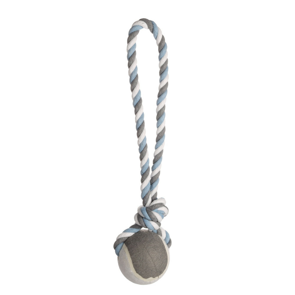 Jouet corde à tirer avec balle bleu ø 12 cmx 50 cm pour chien