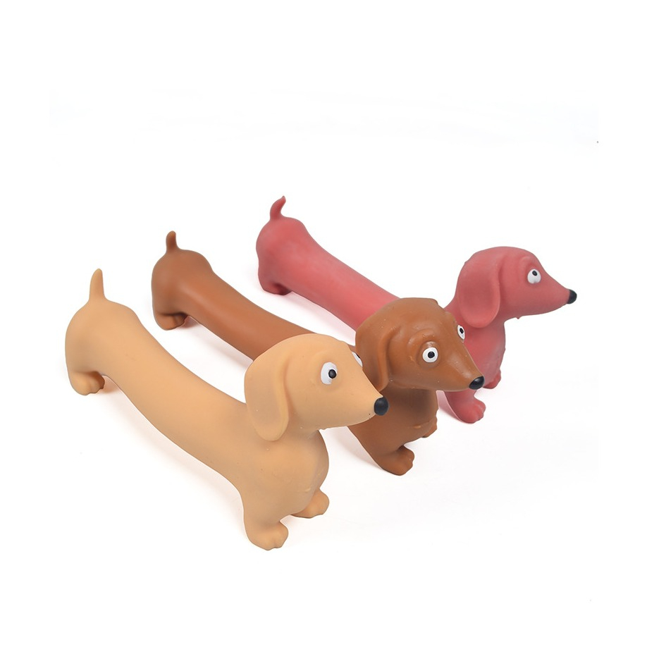 (12x7cm) Anti Stress Knautsch Dackel Squeeze Spielzeug Lustiger Squishy Dachshund - Assortiert