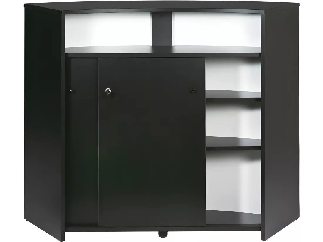 Comptoir d'Accueil 2 Portes Noir 4 Niches Serrure 134,5 x 104,8 x 55,3 cm - Coloris: Blanc