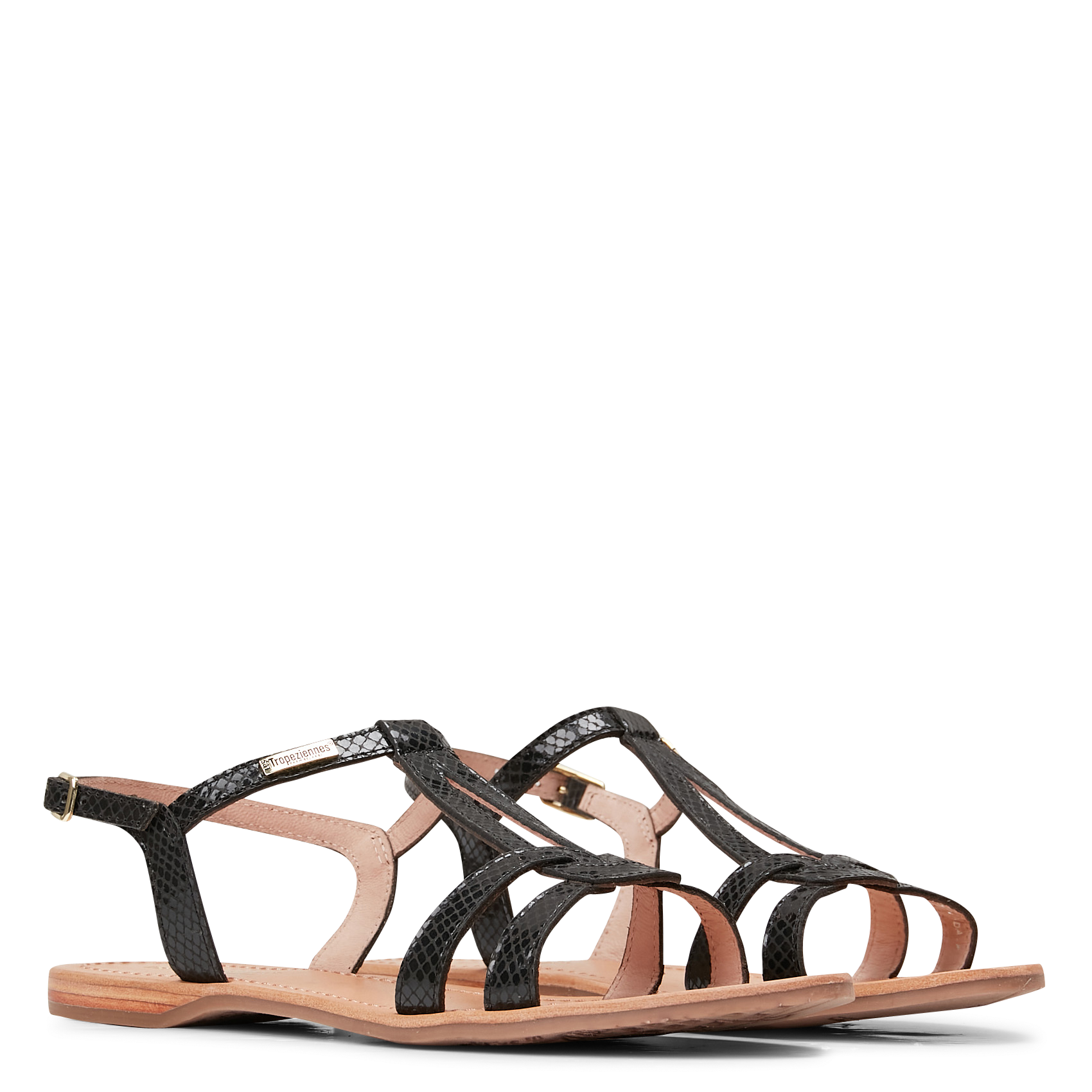 HACKLIO - Sandales plates en cuir | Noir