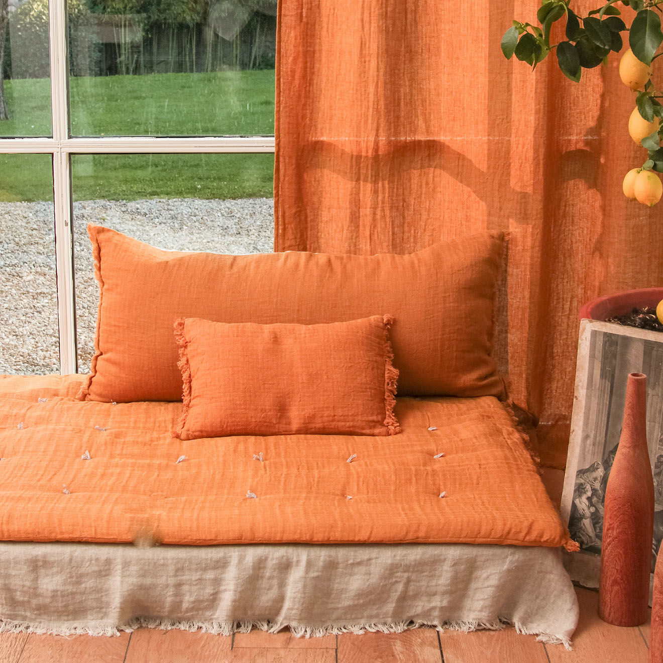 En Fil d'Indienne Housse de coussin Étamine terracotta - 40x55 cm