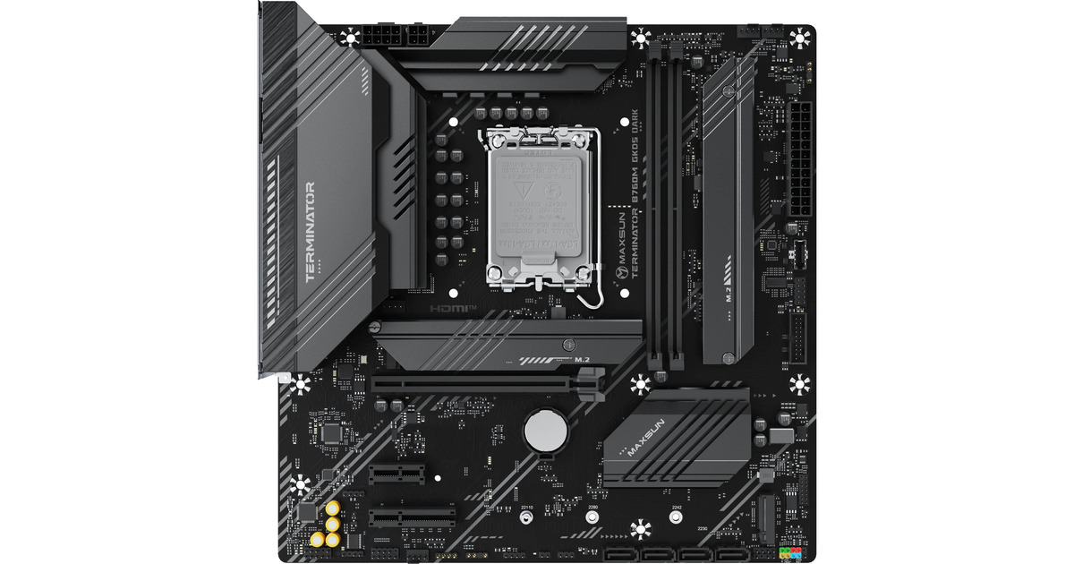 MAXSUNMS-Terminator B760M GKD5 DARK socket 1700 moederbord  (Zwart, RAID, 2.5 Gb-LAN, Sound, µATX)