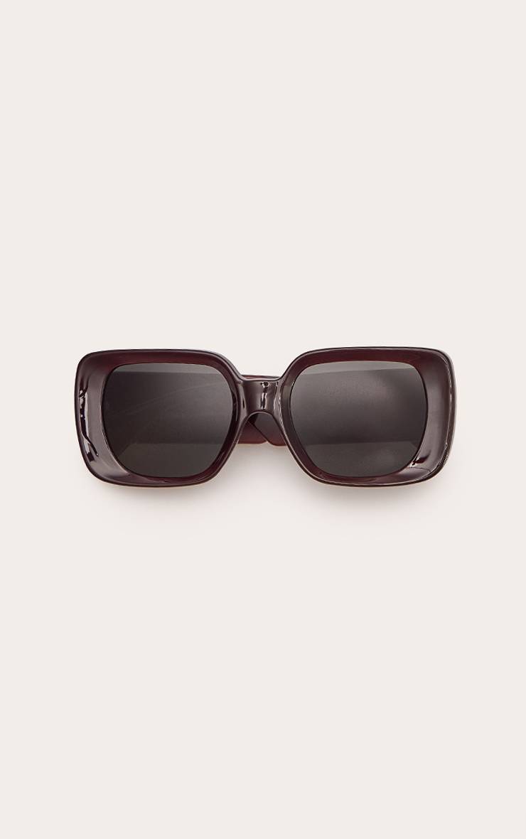 Chocolate Plum Lunettes De Soleil Carrées À Monture Épaisse