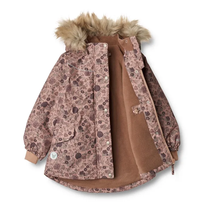 Wheat Parka Fleurie Façon Fourrure Matières Recyclées Mathilde | Rose poudré