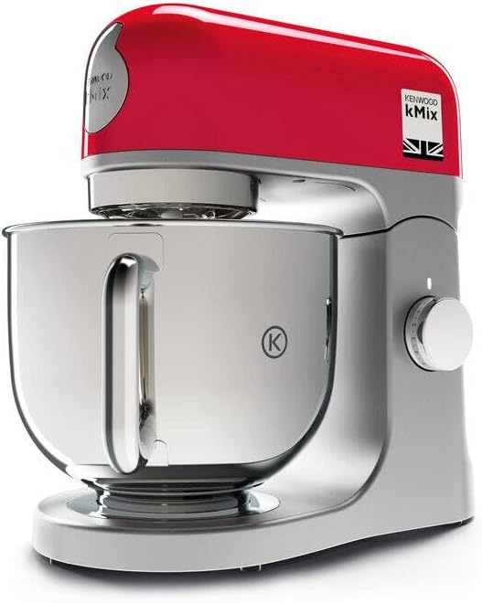 Kenwood kMix KMX750RD Küchenmaschine, 5 l Edelstahl Schüssel, Safe-Use-Sicherheitssystem, Metallgehäuse, 1000 Watt, inkl. 3-Teiligem Patisserie-Set und Spritzschutz, Rot